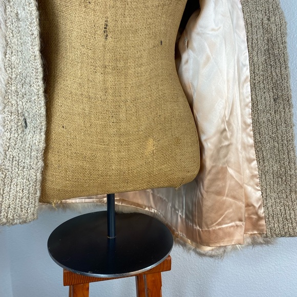 Vintage D'Esprit Dubrowsky and Peribinder Faux Fur Coat Modern M Knit Sleeves - Picture 10 of 16